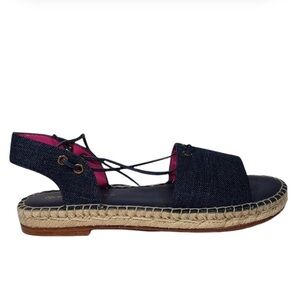 Trina‎ Turk Blue Denim Bardot Strappy Espradille Size 7.5M 🍒